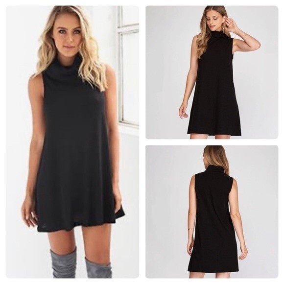 Black cowl neck sleeveless sweater dress size small - Picture 1 of 6